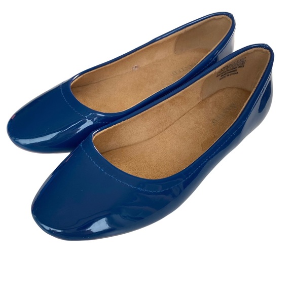 Wanted Shoes - Wanted Patent Flats Size 7 Blue Ballet Round Toe